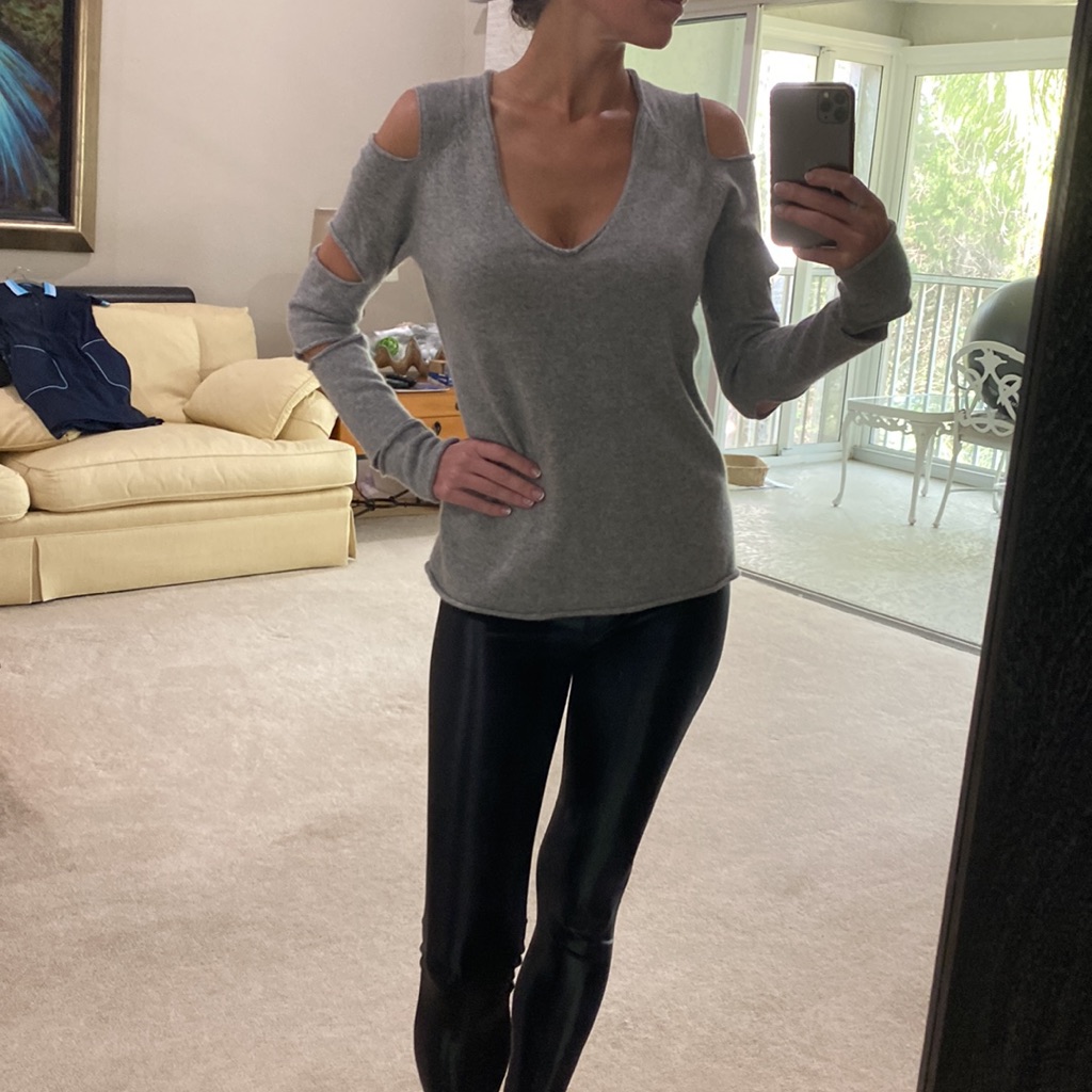 Skull Cashmere Grey Cut Out Sleeve Sweater